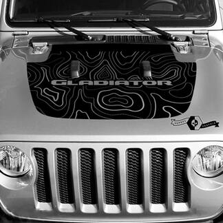 Jeep Gladiator Hood Vinyl Blackout Topografische Konturkarte Aufkleber Aufkleber
