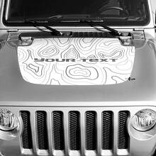 Blackout Topografische Höhenlinien Karte Motorhauben Vinyl Aufkleber Individueller Text für Jeep Gladiator 2