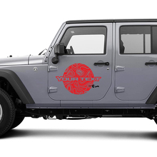2 Jeep Wrangler-Grafikkit, Vinyl-Aufkleber, Konturkarte, Türkreis-Aufkleber
 3