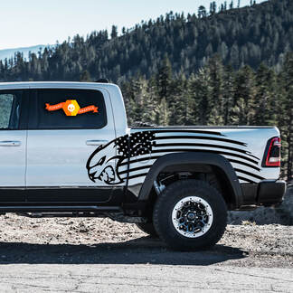Paar Dodge TRX 2021+ Door Bed USA Flag Hellcat Seitenstreifen Grunge Truck Vinyl Aufkleber Grafik
