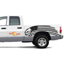 Paar Dodge TRX 2021+ Türbett USA Flagge Hellcat Seitenstreifen Grunge Truck Vinyl Aufkleber Aufkleber Grafik
 2