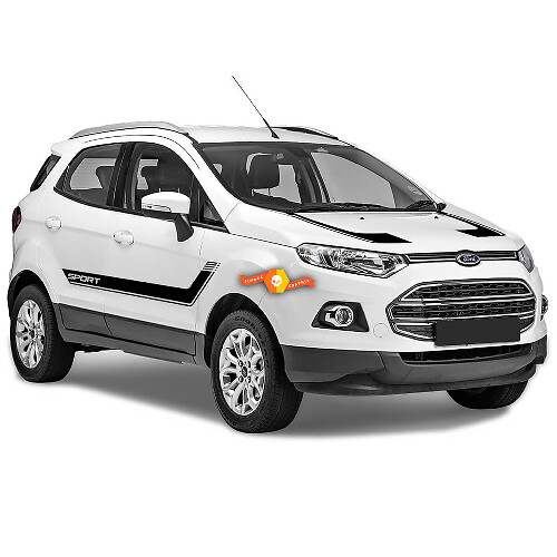 Gebogener Seiten- und Motorhaubenstreifen Vinyl-Aufkleber-Kit für Musclecar EcoSport 2013-2020