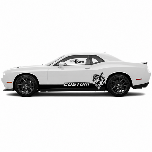 Paar Schweller-Vinylstreifen mit individuellem Katzenkopf für Dodge Challenger SRT, Hellcat