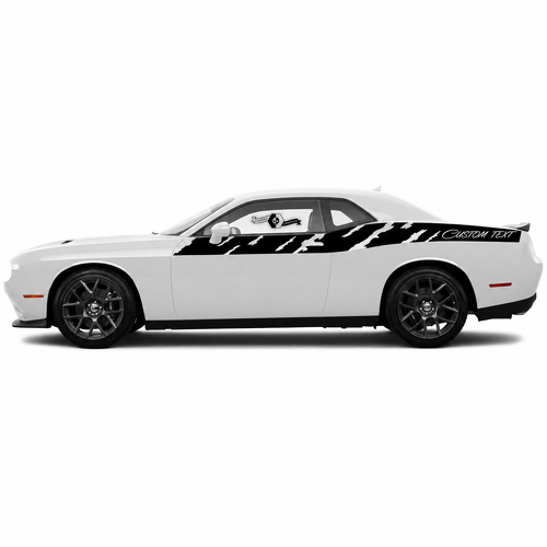 BENUTZERDEFINIERTE TEXT Torn Streifen Paar Seiten-Vinyl-Aufkleber für Dodge Challenger