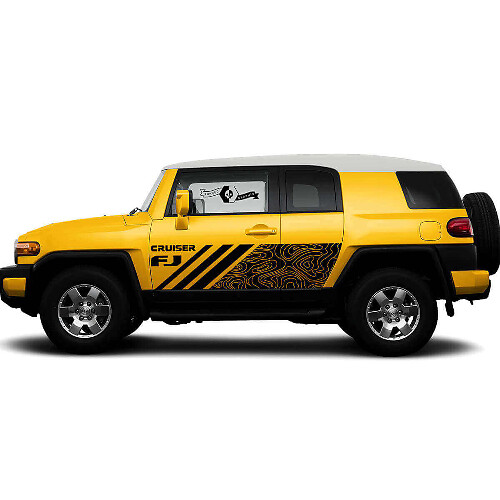 Topografische Karte Stil Seiten Tür Vinyl Aufkleber Sticker für Toyota FJ Cruiser