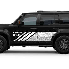 Topografische Karte Stil Seiten Tür Vinyl Aufkleber Sticker für Toyota FJ Cruiser_3