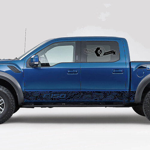 Topografische Karten Seitenstreifen Vinyl Aufkleber Set für Musclecar Truck