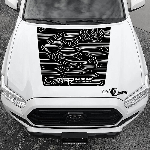 TRD Blackout Topografischer Stil Motorhauben Vinylaufkleber für Toyota Tacoma 2016-2021