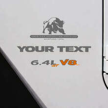 6,4L V8 Bull mit individuellem Text Vinyl-Aufkleber-Set für Jeep Wrangler_3