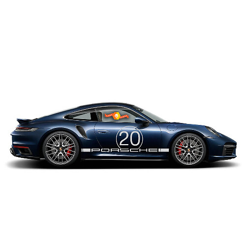Rennseitenstreifen mit Türnummer-Vinylfolienaufklebern für Porsche 911