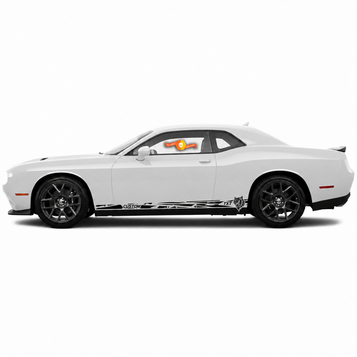 SRT Hellcat Style TXT CUSTOM Shattered Pair — Vinylaufkleber (Schweller) für Dodge Challenger