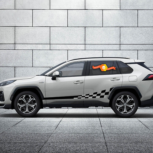Rennstreifen für Rav4 Wild Limer Karierte Flagge Toyota Sport Trim Aufkleber Vinyl Aufkleber