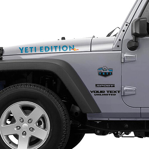 Yeti Edition Motorhauben- und Seiten-Vinylaufkleber-Kit für Jeep Wrangler
