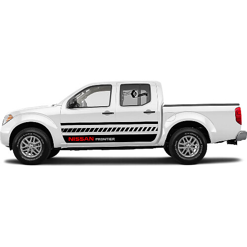 Dünne breite kariert Linien Seitliche Schweller Vinyl-Aufkleber-Set für Nissan Titan Frontier