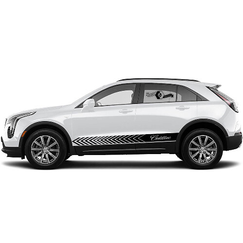 2 Neue Aufkleber Logo Schwelleraufkleber Pfeillinienstreifen für Cadillac XT4