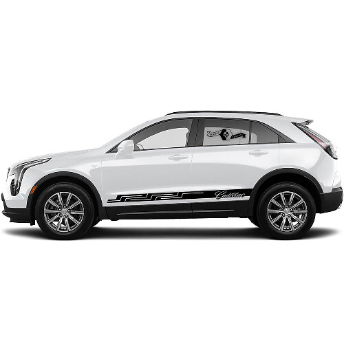 2 Neue Aufkleber für die Seitenschweller im Linienmuster für den Cadillac XT4
