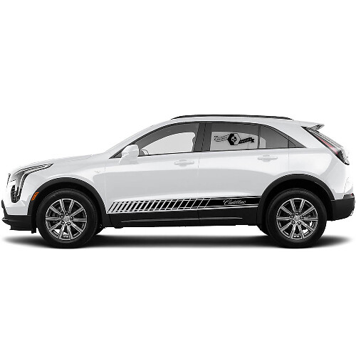 2 Neue Aufkleber für die Schwellerleisten, Schräge Linien, klassischer Streifen für Cadillac XT4
