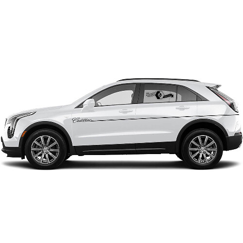 2 Neue Aufkleber für die Seitenschweller, Aufkleberlinien Split Thin Lines Classic Stripe für Cadillac XT4
