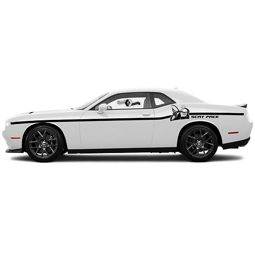 2 Side Dodge Challenger Scat Pack Сlassic Door Side Vinyl Decals Graphics Sticker
