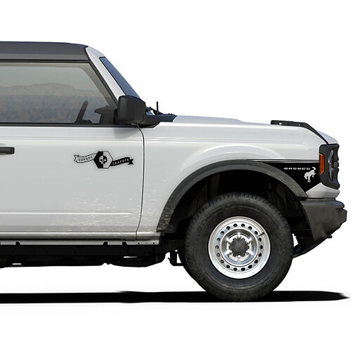 Paar neuer Retro-Aufkleber aus Vinyl für die Seitenkotflügel, stilvoller Streifen für den Ford Bronco 2-Türer.

