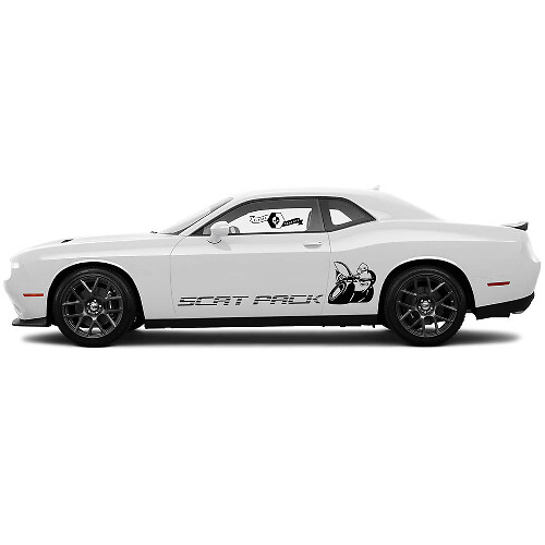 2 Seiten Dodge Challenger Scat Pack in Line Classic Side Vinyl Aufkleber Grafiken Sticker
