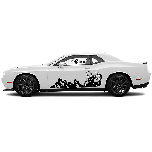 2 Seiten Dodge Challenger Scat Pack Spuren von Schmutz Wrap Klassische Seiten-Vinyl-Aufkleber Grafiken Sticker
