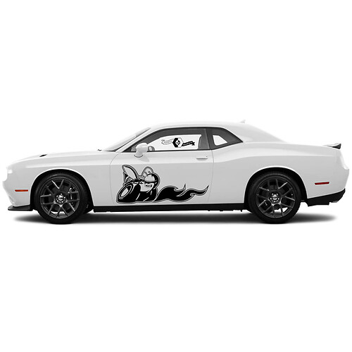 2 Seitentür Dodge Challenger Scat Pack Türverkleidung Zerstört Klassische Seiten-Vinyl-Aufkleber Grafiksticker
