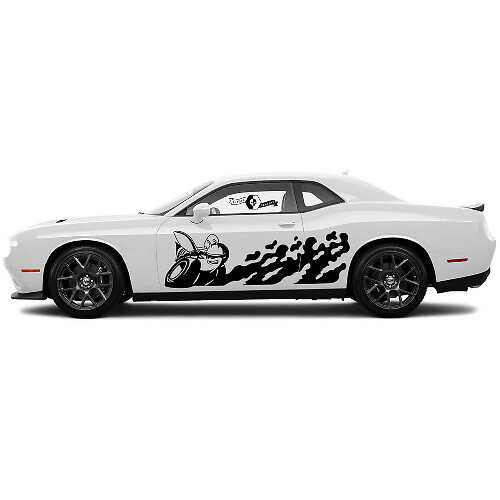 2 Seitentür Dodge Challenger Scat Pack Tür Zerstört Splash Wrap Seiten Vinyl Aufkleber Grafiken Sticker
