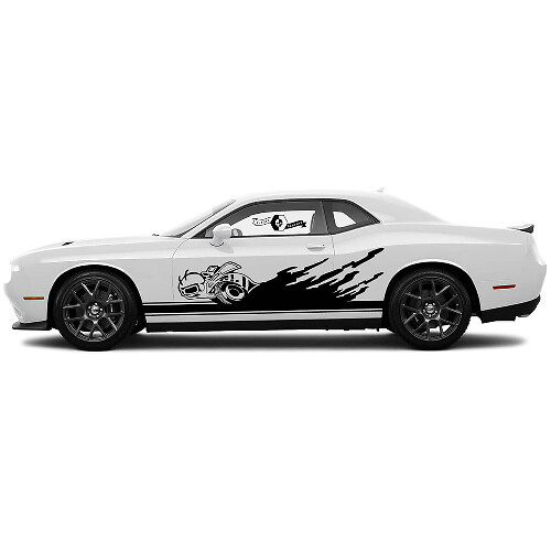 2 Seitendekore Dodge Challenger Super Bee Seitenschweller Klassische Streifen Solide Seitenaufkleber Grafiken Sticker
