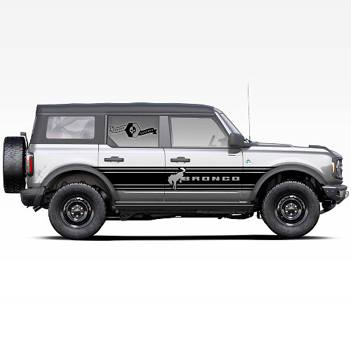 Horse Stallion Logo Badlands 4-Tür Seiten-Tür Wrap Streifen Aufkleber Satz 2 für Ford Bronco 2021