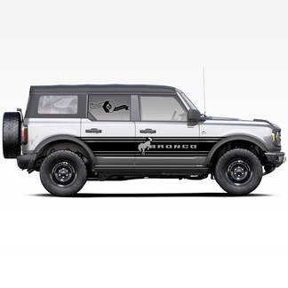 Paar Bronco Pferd Hengst Logo Badlands 4-Türer Wrap Doors Seitenstreifen Aufkleber Aufkleber für Ford Bronco 2021
