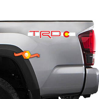 2 Toyota TRD Racing Tacoma Tundra Flagge Colorado Aufkleber Vinyl Paar Aufkleber Truck #2

