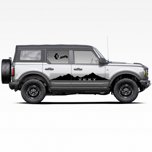 Benutzerdefinierter Text Zwei Gipfel Berge Logo Seitentür Aufkleber Sticker Paar für Musclecar Horse 2021