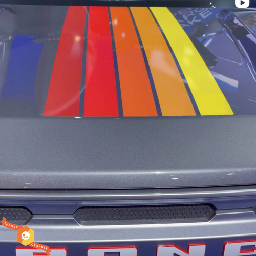 Multicolor Motorhauben- und Türstreifen Vinyl-Aufkleberset für Musclecar horse 2021