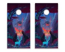 Abstraktes Sci-Fi Wald Cornhole-Brett Vinylfolie-Aufkleberset_2