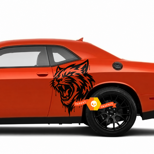 Custom Cat Head Blood Drip Pair Seite Hinterer Kotflügel Vinylaufkleber für Dodge Challenger