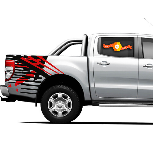Abstract Style Bettseiten-Streifen Vinyl-Aufkleber-Set für Pickup-Trucks