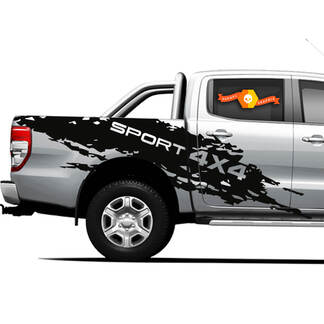 Paar 4 × 4 Sport Splash Truck Side Bed Graphics Decals für Ford Ranger

