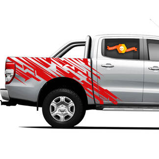 2 Beliebige Farben 4 × 4 Truck Side Bed Graphics Decals für Ford Ranger Red Lines
