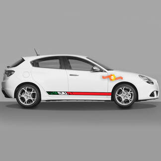2x Tür-Karosserieaufkleber, passend für Alfa Romeo Giulietta-Aufkleber, Vinyl-Grafik, längliche italienische Flagge 2.0

