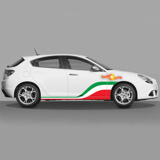 2x Standard-Türaufkleber in den Farben der italienischen Flagge, passend für Alfa Romeo Giulietta-Aufkleber, Vinyl-Grafiken für die Vordertür
