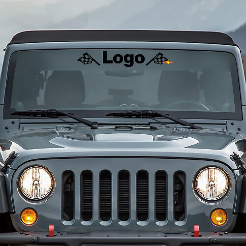 Aufkleber für Frontscheibe mit individuellem Logo & Flaggen für Jeep