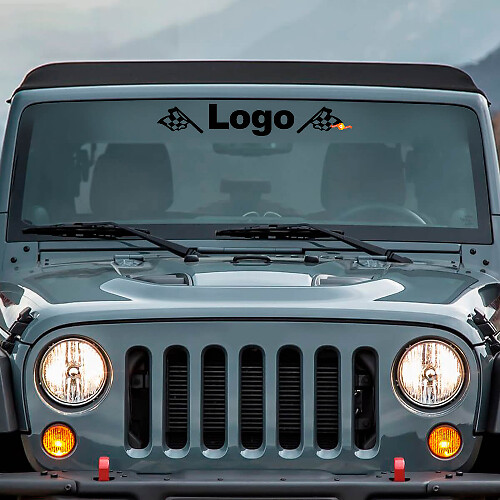 Aufkleber für Frontscheibe mit individuellem Logo & Flaggen für Jeep