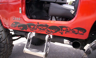 2 Skull Skulls Rocker Jeep Wrangler CJ XJ YJ TJ Motorhaubenaufkleber