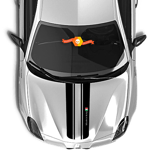 Alfa Romeo Motorhaube Aufkleber Italien Flagge Zwei getrennte Linien 2021
