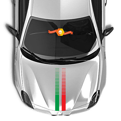 Vinyl-Aufkleber mit Italien-Flaggen-Streifen für die Motorhaube von Alfa Romeo