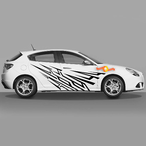 Paar Vinylaufkleber Sticker Alfa Romeo Giulietta Grafiken Scharfe Scherben an Türen 2021
