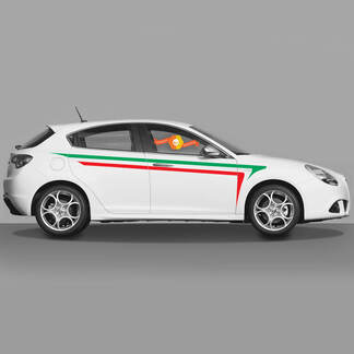 Paar Vinyl-Aufkleber, Alfa Romeo Giulietta Graphics, Italien-Flagge an den Türen 2021
