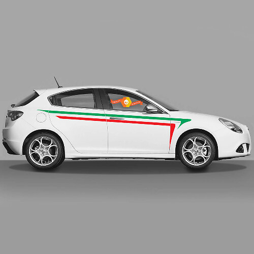Paar Vinylaufkleber Sticker Alfa Romeo Giulietta Grafiken Italienische Flagge auf den Türen 2021
