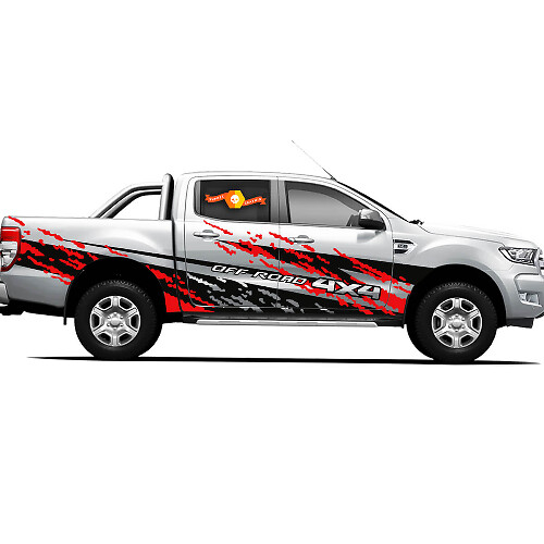 Paar Vinylaufkleber Sticker 4X4 Tacoma Toyota TRD Off Road LKW Seitentüren Feuriger Pfad

